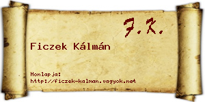Ficzek Kálmán névjegykártya